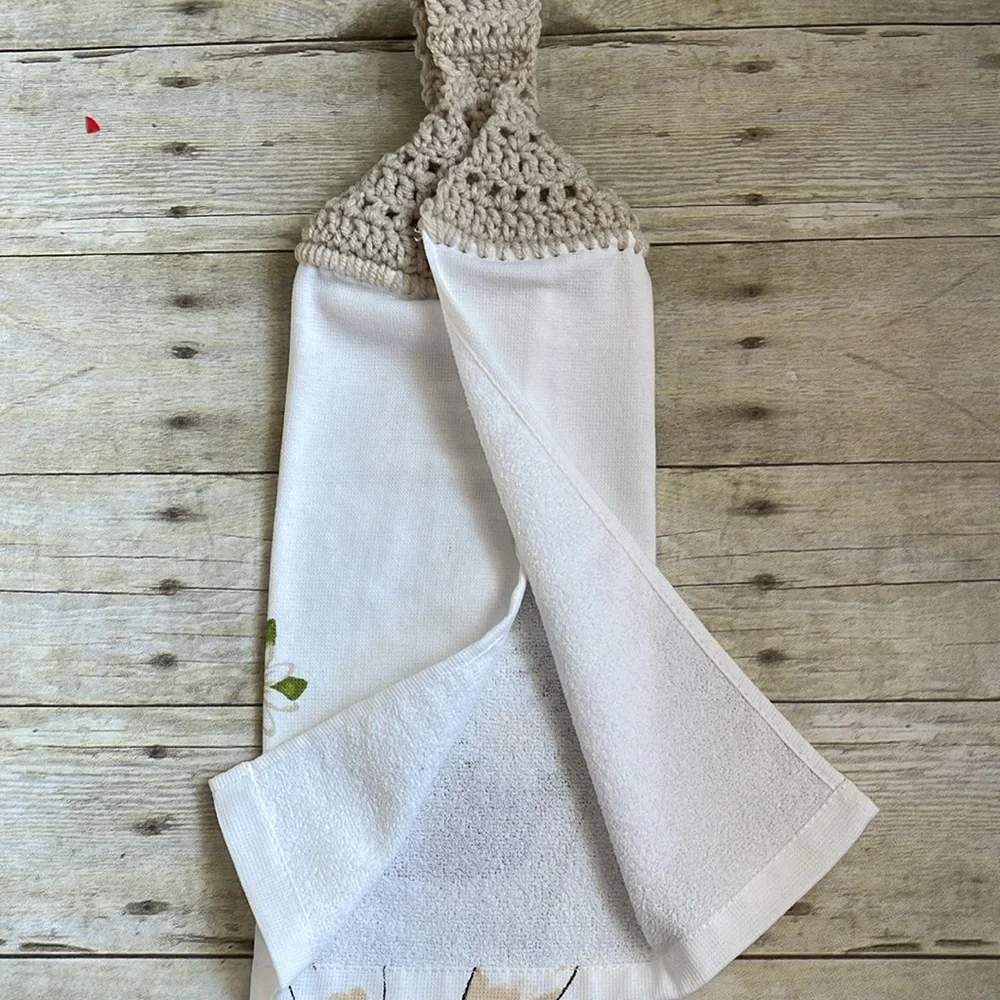 Crochet Top Doggie Hanging HandTowel Single Thickness Handmade W/Love
